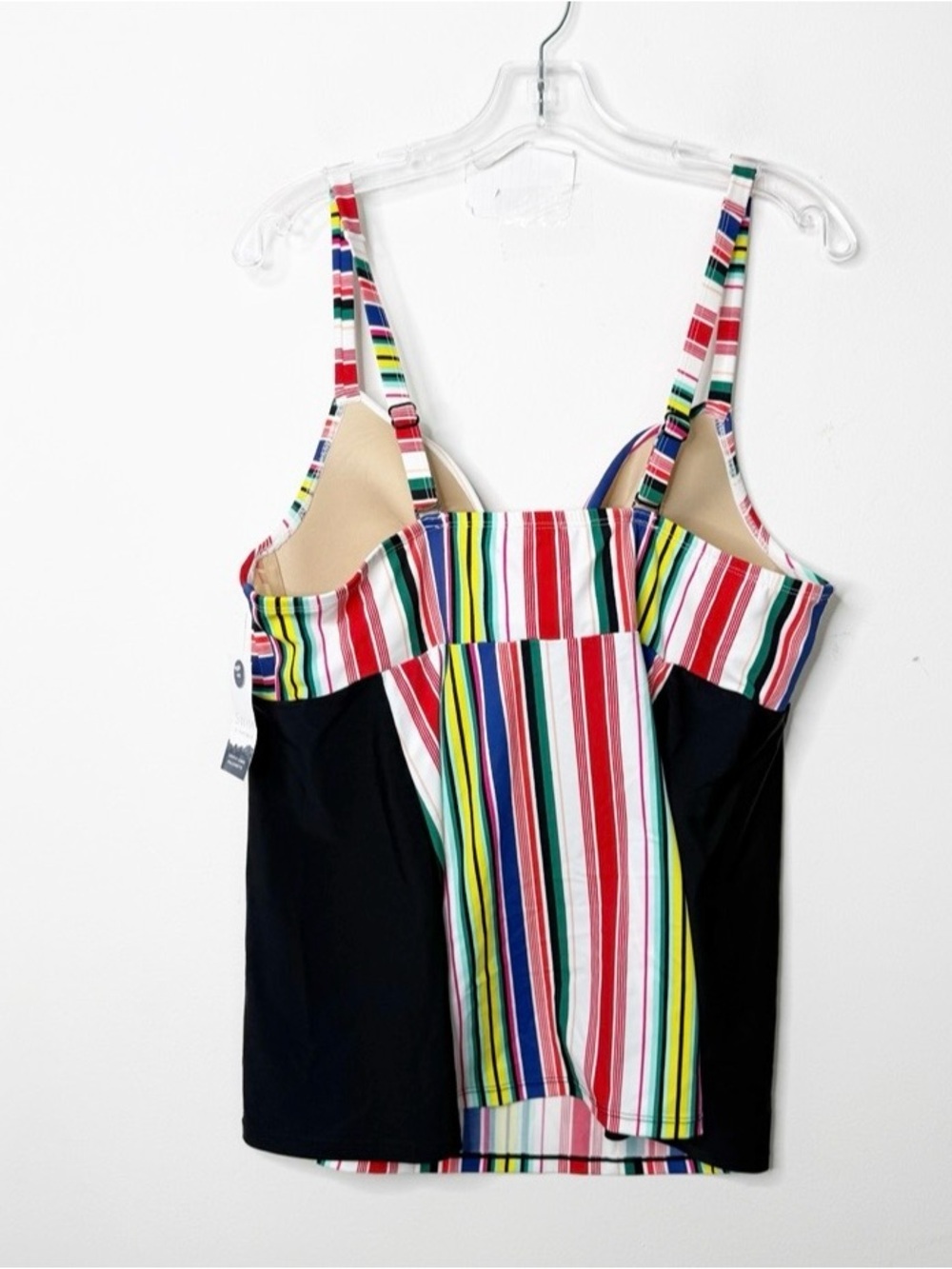 NWT LANE BRYANT CACIQUE | Rainbow Striped Balconette Swim Tankini Top Sz. 40D - Picture 4 of 4